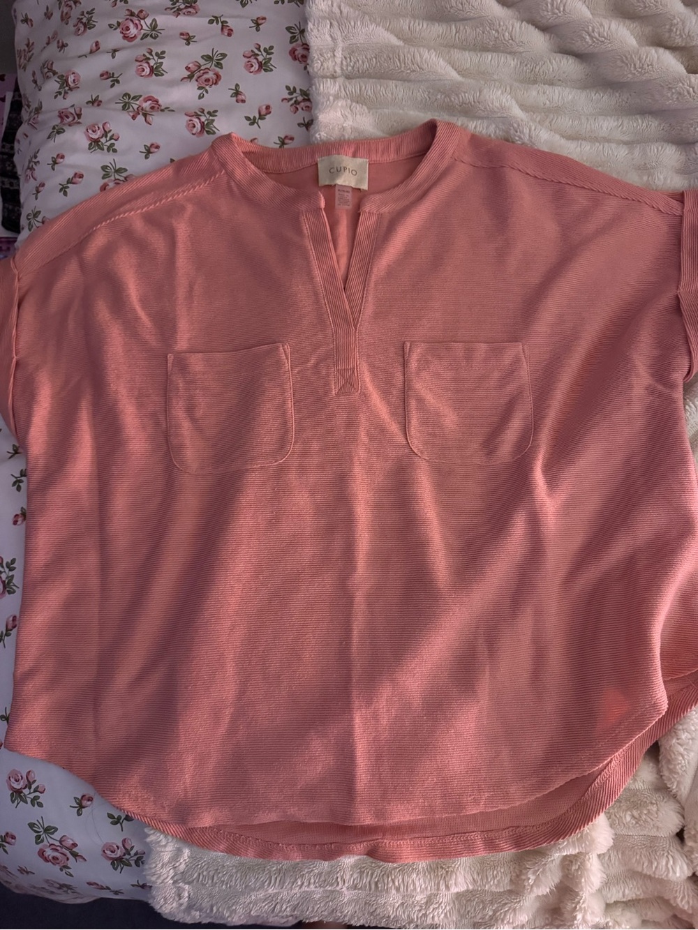 Cupio Short Sleeve Pocket Tee in Dusty Rose